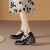 Women's Pearl Buckle Patent Heels